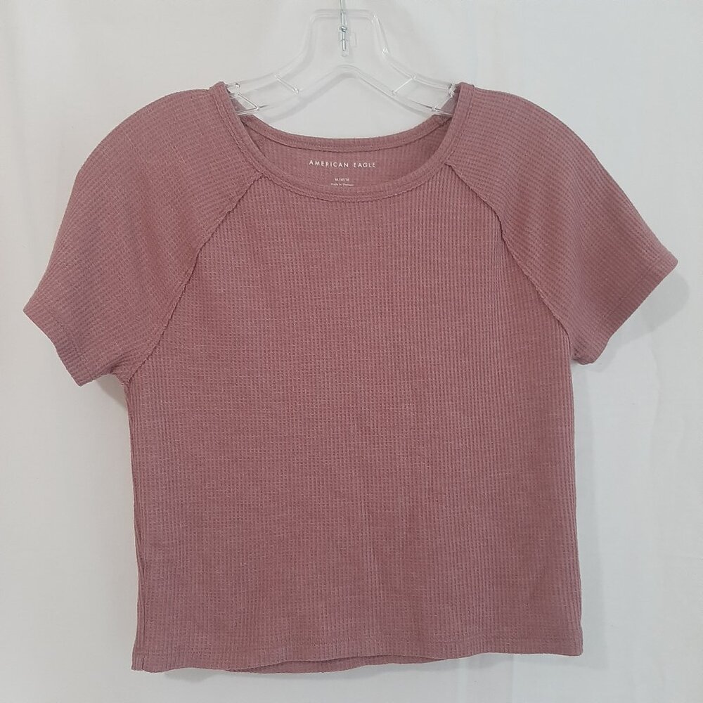American Eagle Soft Cropped Tee,  Short Sleeve, Sz M Pink